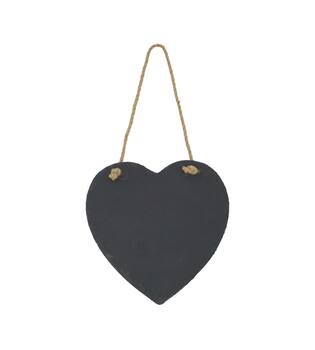 Blackboard heart slate with hanger 20x0.5x20cm - Black