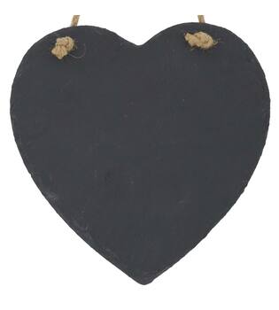 Blackboard heart slate with hanger 20x0.5x20cm - Black