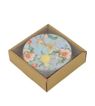 Decorative tile round ceramic with magnet 10.3x10.3x0.7cm 4pc - Multi