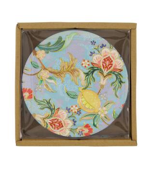 Decorative tile round ceramic with magnet 10.3x10.3x0.7cm 4pc