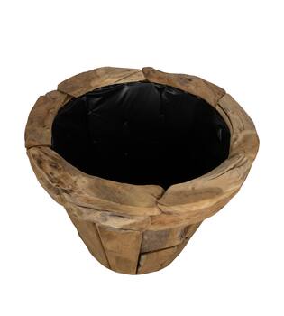 Planter teak wood with plastic 58x58x52cm