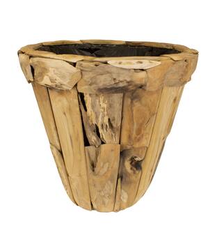 Planter teak wood with plastic 78x78x72cm