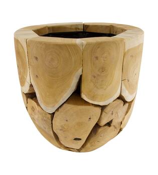Planter teak wood with plastic 38x38x38cm