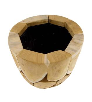 Planter teak wood with plastic 38x38x38cm