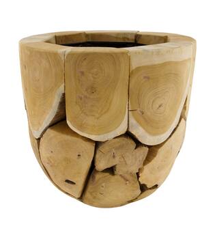 Planter teak wood with plastic 38x38x38cm - Natural