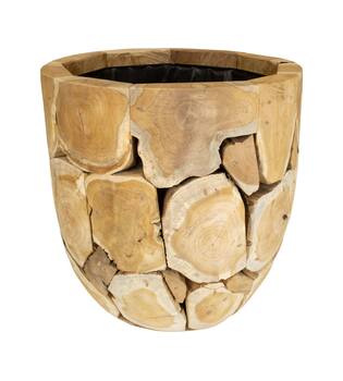 Planter teak wood with plastic 58x58x58cm