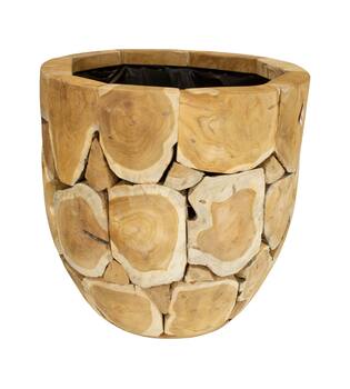 Planter teak wood with plastic 58x58x58cm