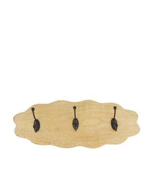 Coat rack mango wood with 3 hooks 48x18x9.5cm - Natural
