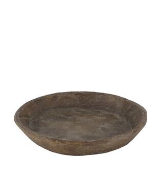 Plate round paper mache 28x28x5cm - Brown