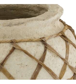 Planter round paper mache 26x26x23cm - Cream