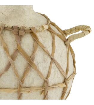 Vase round paper mache with handle 23x16x32cm - Cream