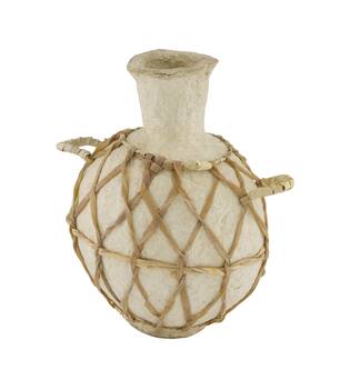 Vase round paper mache with handle 23x16x32cm - Cream