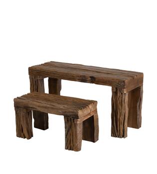 Side table rectangular reclaimed wood vintage 60x21x30cm - Brown