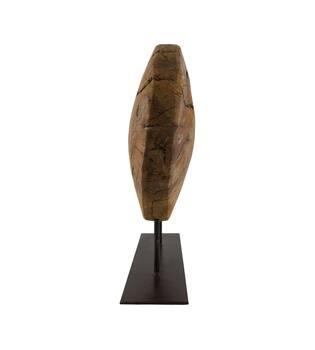 Statue round reclaimed wood vintage 40x12.5x40cm - Brown