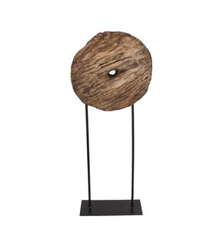 Statue round reclaimed wood vintage 46x20x120cm - Brown
