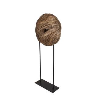 Statue round reclaimed wood vintage 46x20x120cm - Brown