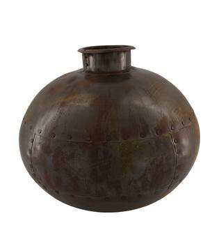 Vase round iron vintage 35x35x25cm - Brown