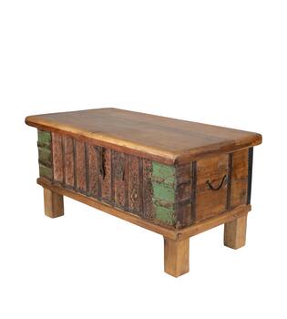 Box rectangular reclaimed wood vintage 70x40x40cm - Natural