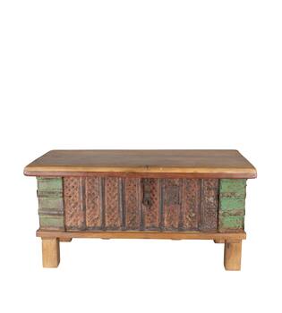 Box rectangular reclaimed wood vintage 70x40x40cm - Natural
