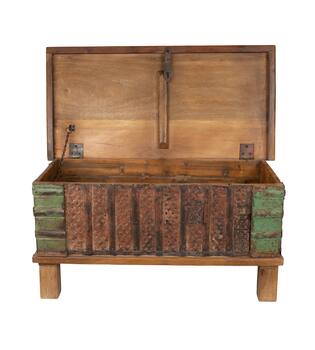 Box rectangular reclaimed wood vintage 70x40x40cm - Natural