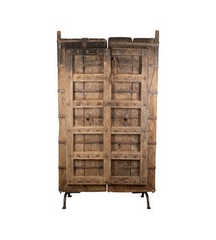 Door rectangular double reclaimed wood vintage 98x99x190cm - Cream