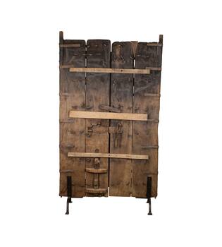 Door rectangular double reclaimed wood vintage 98x99x190cm - Cream