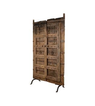 Door rectangular double reclaimed wood vintage 98x99x190cm - Cream