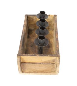 Dinnercandle holder brickmould reclaimed wood vintage 31x14x16cm - Natural