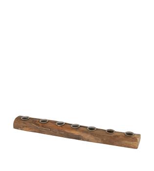 Dinnercandle holder reclaimed wood vintage 46x7x3cm - Natural