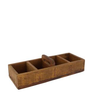 Tray reclaimed wood 37x14x9.5cm - Brown