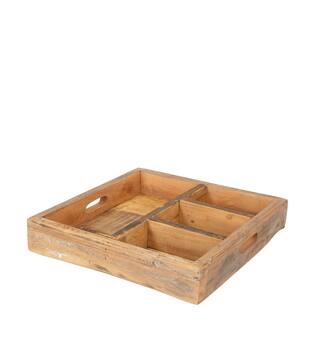 Tray reclaimed wood vintage 38x38x7cm - Natural