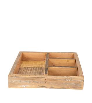 Tray reclaimed wood vintage 38x38x7cm - Natural