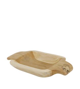 Bowl rectangular teak wood with handle 28x18x4cm