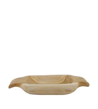 Bowl rectangular teak wood with handle 28x18x4cm