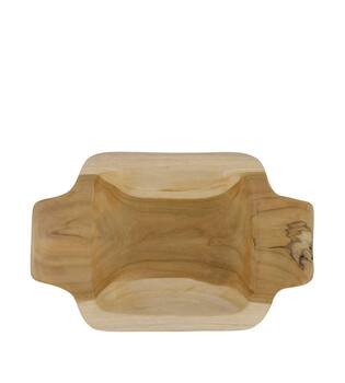 Bowl rectangular teak wood with handle 28x18x4cm