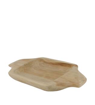 Bowl rectangular teak wood with handle 38x28x5cm