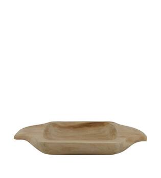 Bowl rectangular teak wood with handle 38x28x5cm