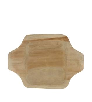 Bowl rectangular teak wood with handle 38x28x5cm