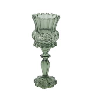 Tealight holder glass 9.5x9.5x26.5cm - Green
