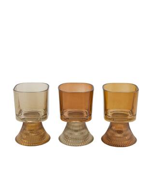 Tealight holder glass 7.5x7.5x11.5cm  - Brown
