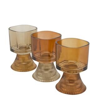 Tealight holder glass 7.5x7.5x11.5cm  - Brown