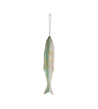 Fish albizia wood with hanger 78x2x14cm - Green