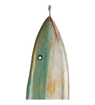 Fish albizia wood with hanger 78x2x14cm - Green