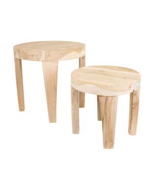 Table round teak wood 49x49x45cm S2 - Natural