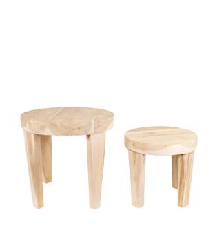 Table round teak wood 49x49x45cm S2 - Natural