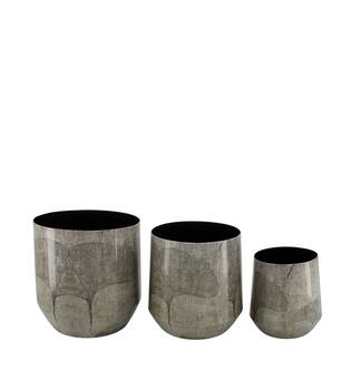 Planter leaf metal 22x22x22.5cm  - Grey