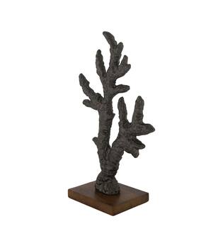 Statue with mango wood base aluminium 19x9x30cm - Brown