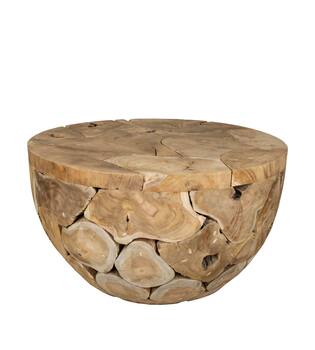 Side table round teak wood 90x90x51cm - Natural