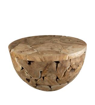 Side table round teak wood 90x90x51cm - Natural