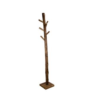 Coat rack with 8 hooks teak wood 30x30x200cm - Natural